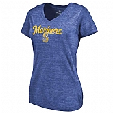 Women's Seattle Mariners Freehand V Neck Slim Fit Tri Blend T-Shirt Royal FengYun,baseball caps,new era cap wholesale,wholesale hats